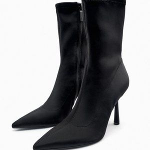 Zara Heeled Nylon Ankle Boots, Size 36